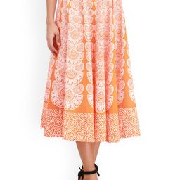 Exotic India Ethnic Motifs Block Printed Pure Cotton A-Line Pilkhuwa Midi Skirt-picture-21