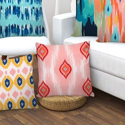 AEROHAVEN Pink & Blue Set of 5 Ethnic Motifs Square Cushion Covers-46
