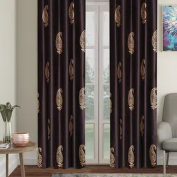 Home Sizzler Pack Of 2 Brown Ethnic Motifs Printed Long Door Curtains-picture-25