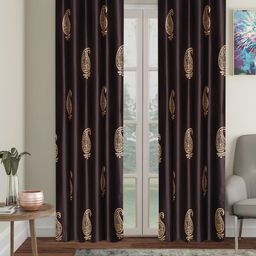 Home Sizzler Brown & Beige Set of 2 Ethnic Motifs Door Curtain-13