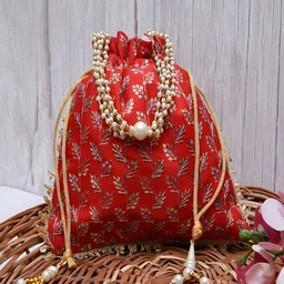 Kuber Industries Red 4 Pieces Potli Jewellery Organisers-20
