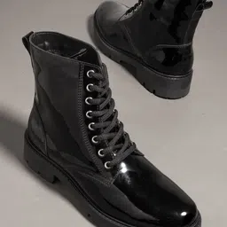 El Paso Women Black Pro Guard Ankle Casual Boots-image-66