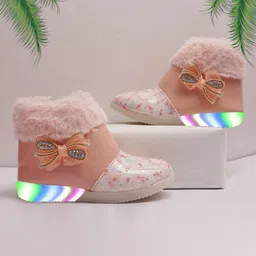 BAESD Girls Printed Embellished Faux Fur LED Winter Boots-image-10