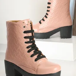 OPHELIA Women Textured Block Mid-Top Boots-25