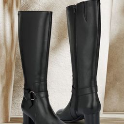 Delize Black Leather Party High-Top Block Heeled Boots-12