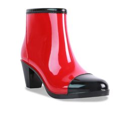 London Colourblocked Mid Top Block Heels Rain Boots-picture-58