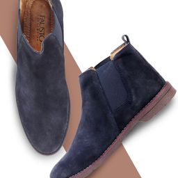 FAUSTO Men Navy Blue Suede Flat Boots-image-14