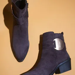 Inc 5 Women Buckle Embellished Block Heeled Mid-Top Regular Boots-28
