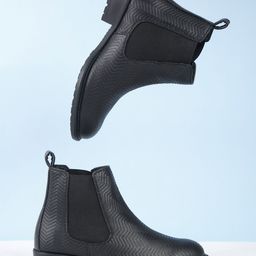 Roadster Women Black Textured Cheslea Boots-image-87