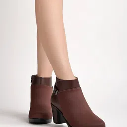 Shoetopia Women Mid Top Block-Heeled Regular Boots With Buckle Detail-17