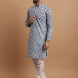 SOJANYA Ethnic Motifs Printed Regular Kurta with Pyjamas & Nehru Jacket image 5