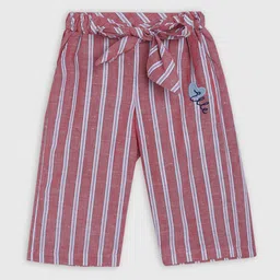 ELLE Girls Red & White Regular Fit Striped Culottes-image-43