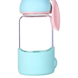 WELOUR Blue & Pink Textured Glass Water Bottle 350 ml-image-81