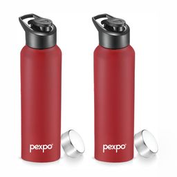 Pexpo Chromo Xtreme Maroon 2 Pieces Stainless Steel Water Bottles 1L Each-image-36