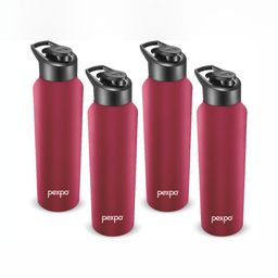 Pexpo Maroon & Black 4 Pcs Stainless Steel Single Wall Vacuum Sipper Water Bottles 1 L-image-42