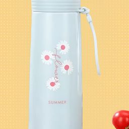 WELOUR White Floral Print Glass Water Bottle 400ml-23