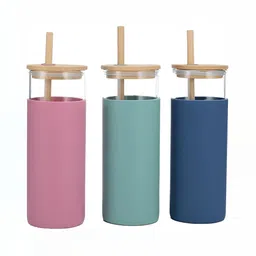 WELOUR Pink & Green 3 Pieces Glass Water Bottles 500 ml-image-73