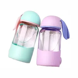 WELOUR Pink and Green 2 Pieces Glass Water Bottle 500 ml each-8