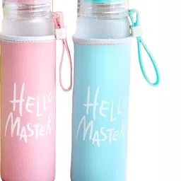 WELOUR Pink 2 Pieces Printed Glass Water Bottle 500 ml-image-46