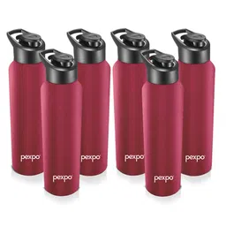 Pexpo Maroon 6 pieces Stainless Steel Single Wall Vacuum Water Bottle 1 Ltr-image-81