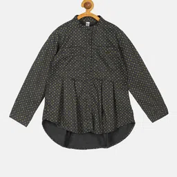 KiddoPanti Print Mandarin Collar High-Low Cotton Top-image-9