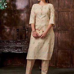 KALINI Woven Design Straight Kurta with Trousers-picture-48
