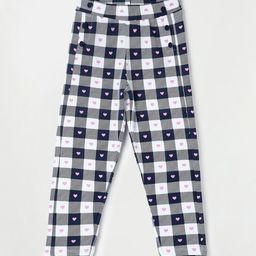 Fame Forever by Lifestyle Girls Navy Blue & White Checked Ankle-Length Leggings-image-37