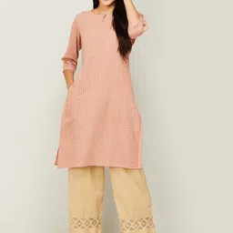 Melange by Lifestyle Striped Keyhole Neck Kurta-picture-3