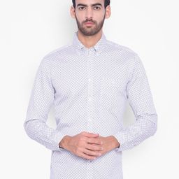 Crimsoune Club Slim Fit Geometric Printed Spread Collar Pure Cotton Casual Shirt-image-59