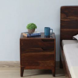 woodsworth from pepperfry Gabriella Sheesham Wood Bedside Table In Provincial Teak Finish With Drawer-picture-24
