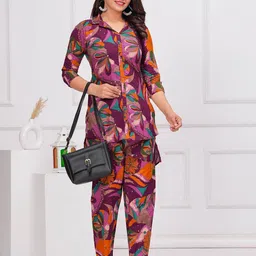 Nayo Printed Three-Quarter Sleeves Pure Cotton Top With Trousers-image-89