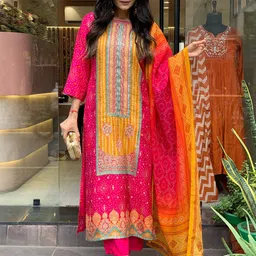 Anni Designer Ethnic Motifs Printed Boat Neck Straight Kurta With Trousers And Dupatta-image-45