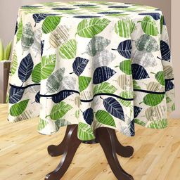 BILBERRY Furnishing by preeti grover White Floral Cotton Round 4-Seater Table Cover-31
