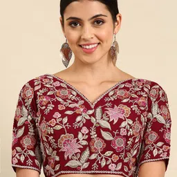 flaher Embroidered Georgette Ready To Wear Padded Saree Blouse-image-34