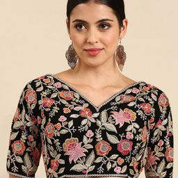 flaher Embroidered Georgette Ready To Wear Padded Saree Blouse-image-28