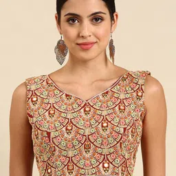 flaher Embroidered Georgette Ready To Wear Padded Saree Blouse-picture-2