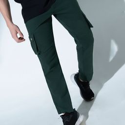 Hubberholme Men Green Comfort Slim Fit Easy Wash Cargos Trousers-picture-39