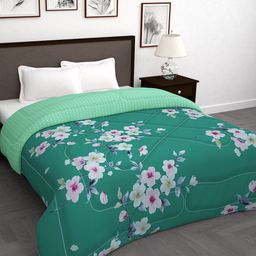 Story@home Green & White Floral 180 GSM AC Room Reversible Double Bed Comforter-image-50