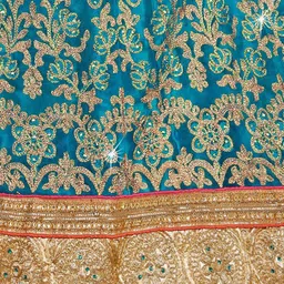Maroosh Embroidered Thread Work Net Unstitched Lehenga & Blouse With Dupatta image 4