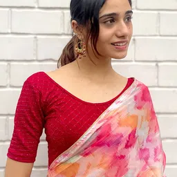 Bindigasm's Advi Jacquard Zari Striped Stretchable Saree Blouse-image-94