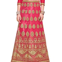 Maroosh Embroidered Thread Work Net Unstitched Lehenga & Blouse With Dupatta image 2