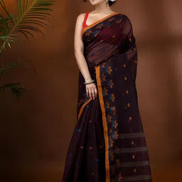 DESH BIDESH Floral Woven Design Pure Cotton Taant Saree image 1