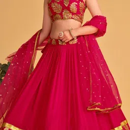 KALINI Embroidered Sequinned Semi-Stitched Lehenga & Unstitched Blouse With Dupatta image 2
