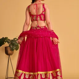 KALINI Embroidered Sequinned Semi-Stitched Lehenga & Unstitched Blouse With Dupatta image 5