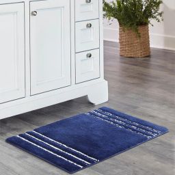 Blue Stripe Polyester 24x16 Inches Max Absorbant 1 Bathmat By Obsessions-picture-23