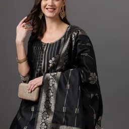 Anouk Zari Woven Design Kurta with Trousers & Dupatta-picture-3