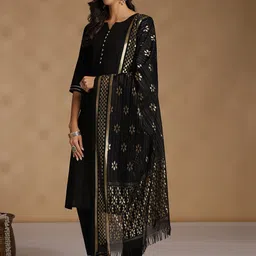 Anouk Regular Kurta with Trousers & With Dupatta image 3