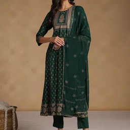 Anouk Ethnic Printed Kurta Set With Dupatta image 3