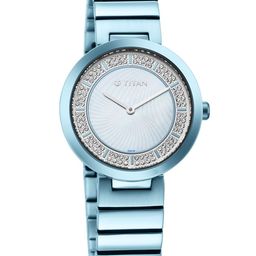 Titan Women Blue Embellished Dial & Blue Stainless Steel Wrap Around Straps Analogue Watch 95162QM01-image-69