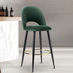 casacraft from pepperfry Deva Velvet Bar Chair In Green Colour-picture-28